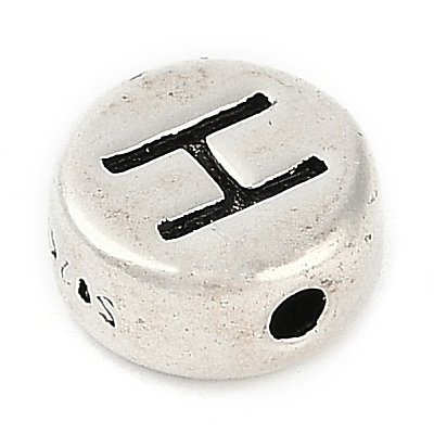 925 Sterling Silver Flat Round with Letter Beads LS-STER-G044-01AS-H-1