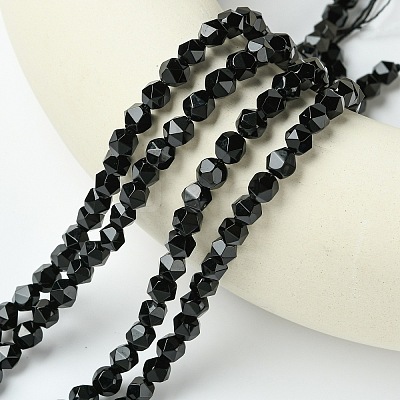 Natural Black Onyx Beads Strands G-K066-13-6mm-1