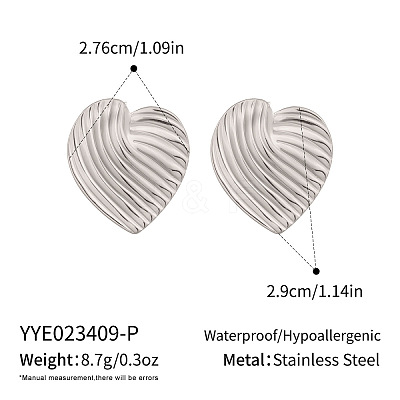304 Stainless Steel Heart Stud Earrings for Women OP2975-2-1