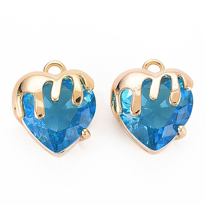 Brass Micro Pave Cubic Zirconia Charms KK-N232-302A-03-1