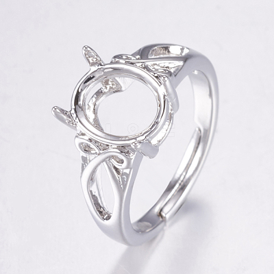 Adjustable Brass Solitaire Ring Settings X-KK-G330-09P-1