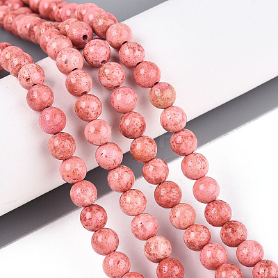 Dyed Synthetic Fossil Beads Strands G-T139-6mm-66D-1
