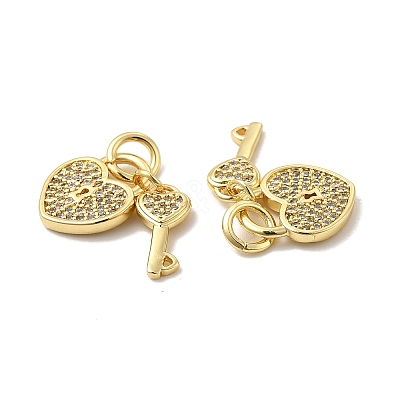 Brass Micro Pave Clear Cubic Zirconia Charms KK-E068-VB178-1