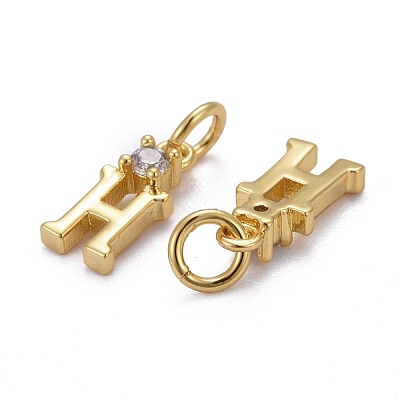 Brass Micro Pave Clear Cubic Zirconia Pendants ZIRC-Z011-35H-1