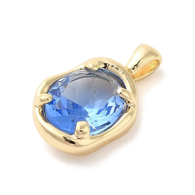 Golden Brass Micro Pave Cubic Zirconia Pendants KK-U031-02G-05-1