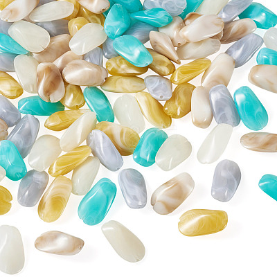 100Pcs 5 Colors Opaque Acrylic Beads OACR-TA0004-98-1