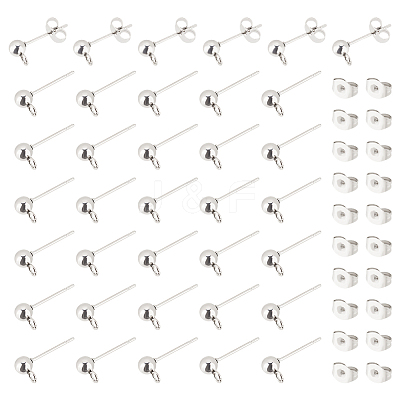 304 Stainless Steel Ball Post Stud Earring Findings STAS-UN0001-76P-1