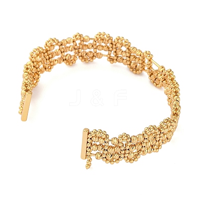 Brass Beads Open Cuff Bangles KK-S404-03G-1