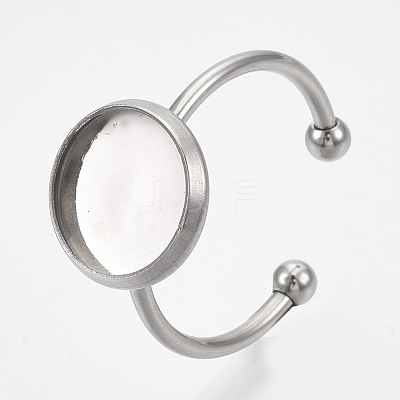 Tarnish Resistant 201 Stainless Steel Cuff Finger Rings Components STAS-T047-19A-1
