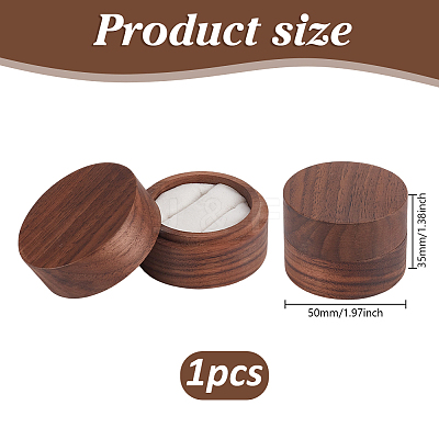 2-Slot Round Wood Ring Storage Boxes CON-HY0001-05D-1