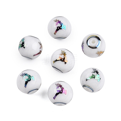 Christmas Opaque Glass Beads EGLA-R113-03D-1