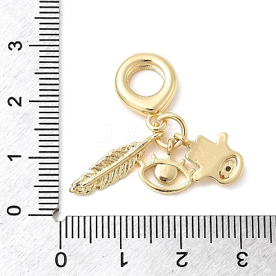 Brass Micro Pave Clear Cubic Zirconia European Dangle Charms KK-C138-06G-1