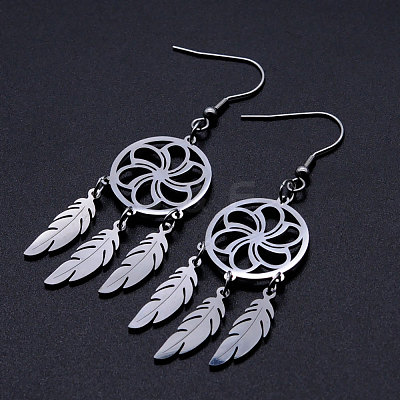 Tarnish Resistant 201 Stainless Steel Chandelier Earrings STAS-S105-JN357-1-1