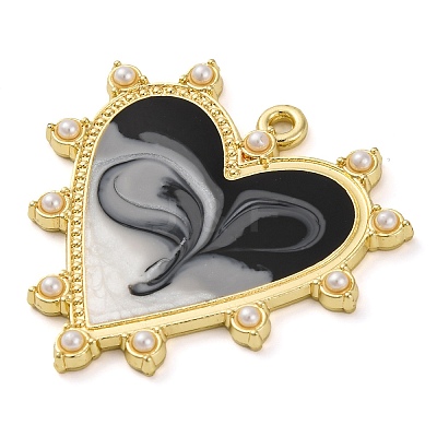 Smudge Pattern Alloy Pendants With ABS Imitation Pearls PALLOY-S034-03KCG-C-1