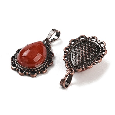 Natural Mixed Stone Teardrop Pendants G-K363-01R-1