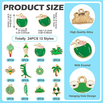 24Pcs 12 Styles Alloy Enamel Pendants ENAM-TA0009-07-1