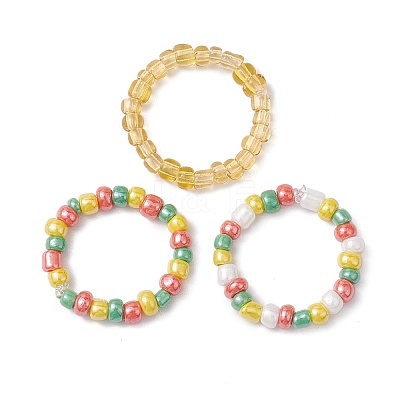 Glass Beads Stretch Rings for Woman RJEW-JR00735-1