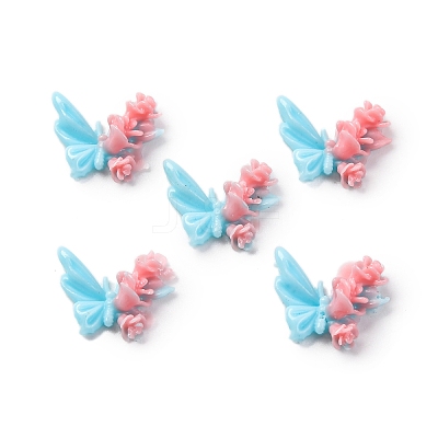 Butterfly with Flower Opaque Resin Cabochons FIND-L019-05-1
