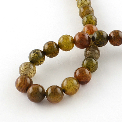 Dyed Natural Dragon Veins Agate Round Bead Strands G-R342-8mm-08-1