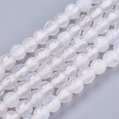 Natural White Agate Round Beads Strand X-G-L084-4mm-14-1