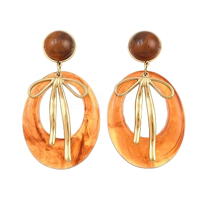 304 Stainless Steel & Resin Stud Dangle Earrings for Women SA-CBA717A-01G-03-1