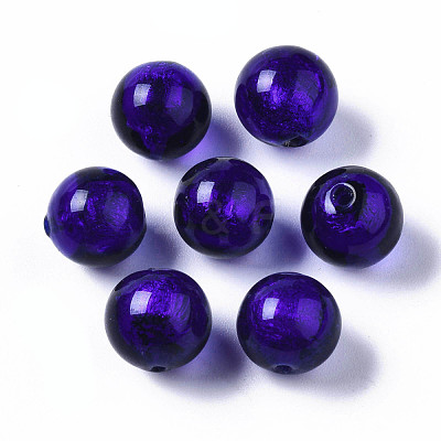 Handmade Silver Foil Glass Beads FOIL-R054-10mm-11-1