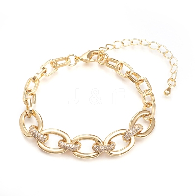 Brass Cable Chains Bracelets BJEW-I286-04G-1