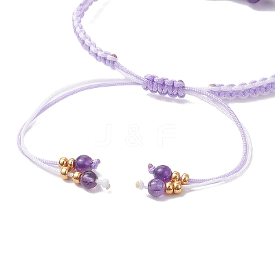 Natural Amethyst Beaded Braided Bead Bracelets BJEW-MZ00253-03-1