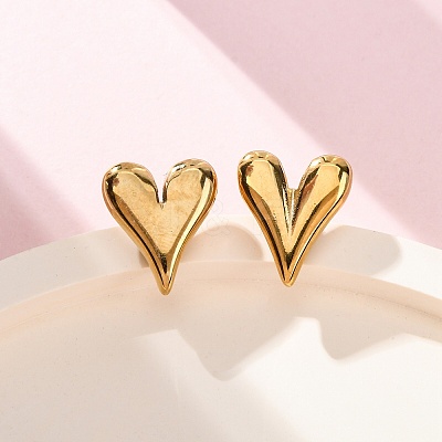 Ion Plating(IP) 304 Stainless Steel Heart Stud Earrings for Women X-EJEW-F300-09G-1