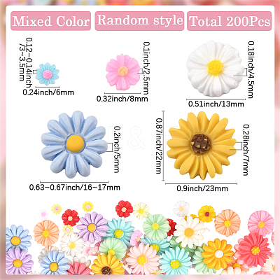 200Pcs 7 Styles Opaque Resin Cabochons RESI-SP0001-31-1
