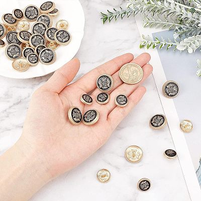 80Pcs 2 Style 1-Hole Alloy Buttons BUTT-OC0001-21-1
