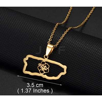 304 Stainless Steel Puerto Rico Pendant Necklaces FS-WG40BBD-03-1