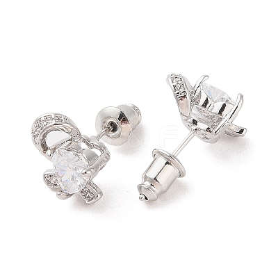 Rack Plating Brass Micro Pave Cubic Zirconia Stud Earrings EJEW-I304-06P-08-1