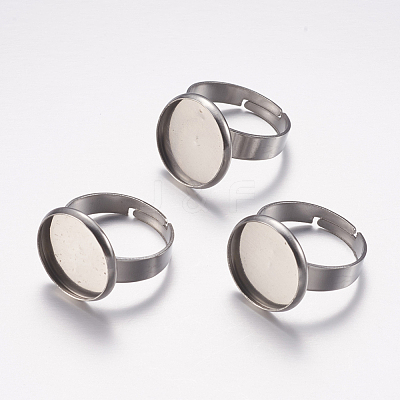 Tarnish Resistant Adjustable 304 Stainless Steel Finger Rings Components A-STAS-F149-18P-D-1