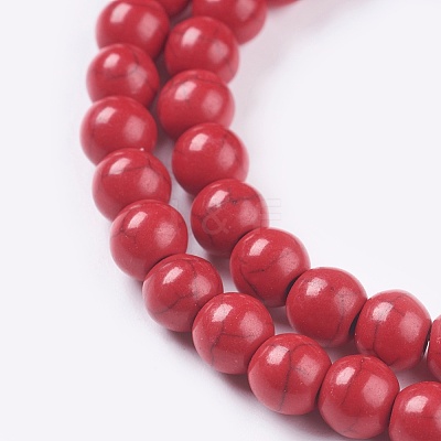 1 Strand Dyed Crimson Round Synthetic Turquoise Beads Strands X-TURQ-G106-6mm-02H-1