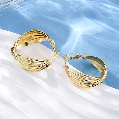 Brass Twist Hoop Earrings EJEW-R025-30G-1