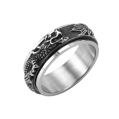 Dragon Stainless Steel Rotating Finger Ring PW-WG19507-05-1