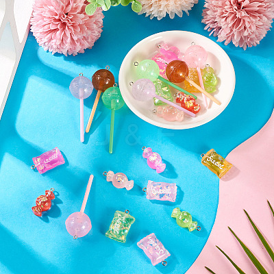24Pcs 12 Styles Resin Imitation Food Pendants RESI-TA0004-22-1
