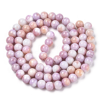 Ombre Effect Dyed Crackle Glass Round Beads Strands GLAA-T031-10mm-01N-1