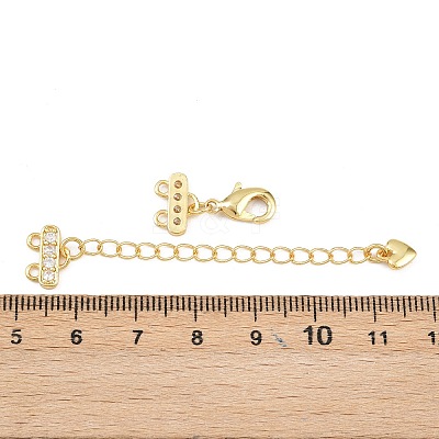Brass Micro Pave Clear Cubic Zirconia End with Chains KK-H093-03G-1