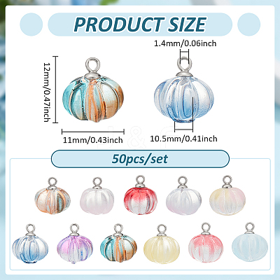 50Pcs Transparent Spray Paint Glass Pendants PALLOY-PH01808-1