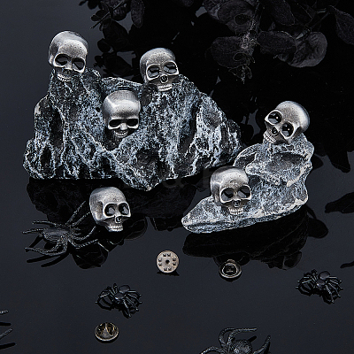 4Pcs Skull Alloy Brooches AJEW-FH0005-58A-1