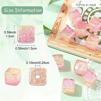 10Pcs Gradient Color & UV Plating Transparent Acrylic Beads OACR-YW0002-25B-1