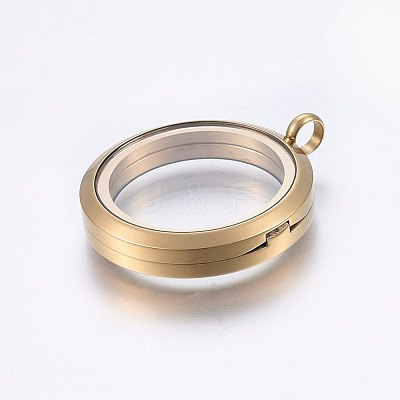 304 Stainless Steel Magnetic Floating Locket Pendants STAS-O103-35-1