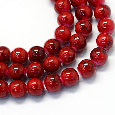 Baking Paint Glass Round Bead Strands DGLA-Q019-8mm-49-1