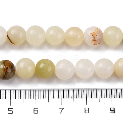 Natural Green Banded Calcite(Afghan Jade) Beads Strands G-B130-8mm-01-1