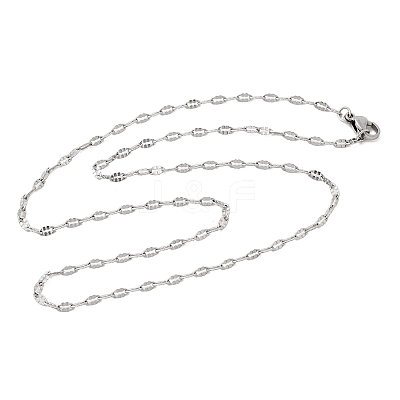 Tarnish Resistant 304 Stainless Steel Dapped Cable Chain Necklaces STAS-O053-03P-1