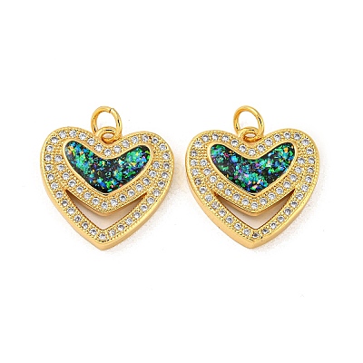 Valentine's Day Brass Micro Pave Cubic Zirconia with Synthetic Opal Pendants KK-D096-02C-G-1