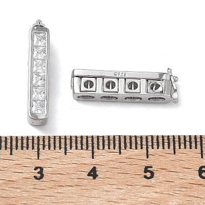 925 Sterling Silver Cubic Zirconia Twister Clasps STER-WH0007-28A-P-1