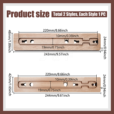 2Pcs 2 Styles Composite Board Cutting Die Leather Keychains Stencils DIY-UN0007-32A-1